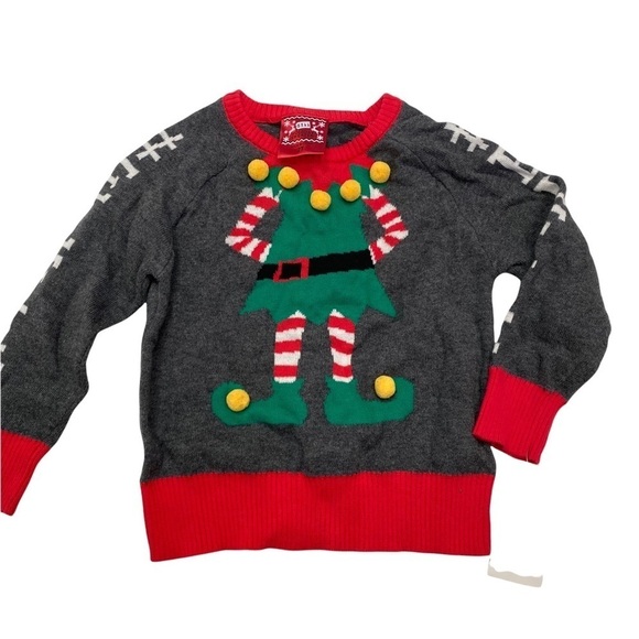 Well Worn Holiday Elfie Sweater Charcoal Grey Sz 2T - Picture 2 of 10